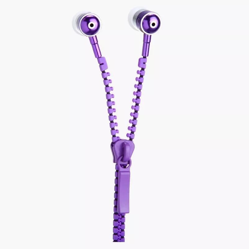 (10 PACK) Zipper In-Ear Stereo Earbuds Headphone Earphone Headset w/ Mic PURPLE