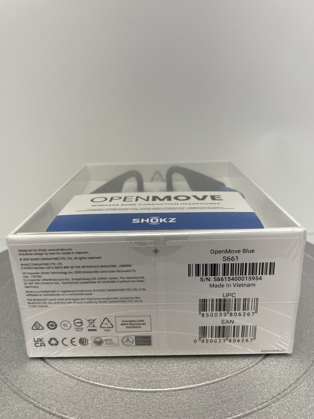 Shokz OpenMove Bluetooth Wireless Over the Ear Headphones Blue Bone Conduction