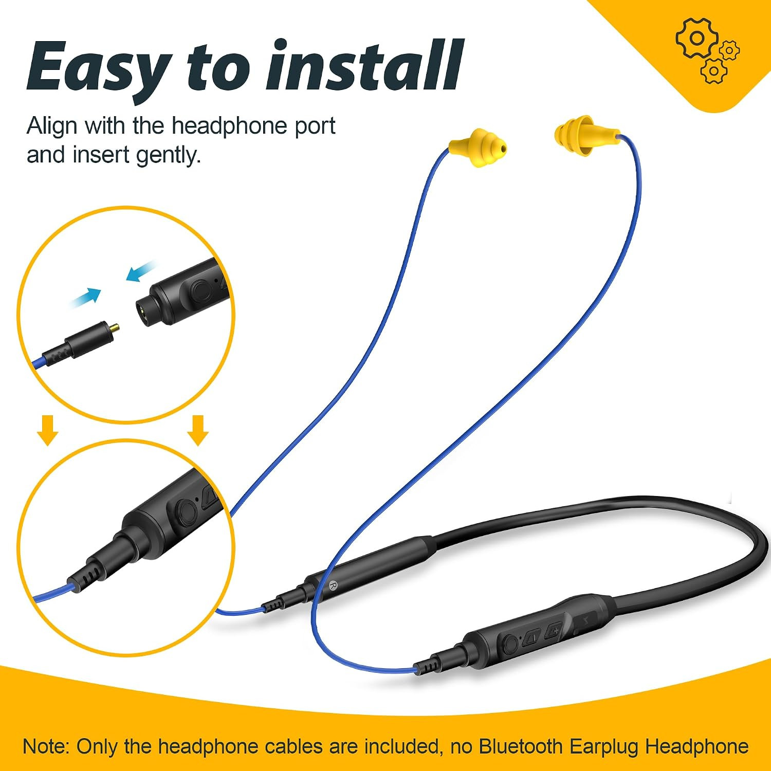 2Pcs Replacement Work Earbuds Cables for Model#Mi04N Wireless Neckband Replaceab