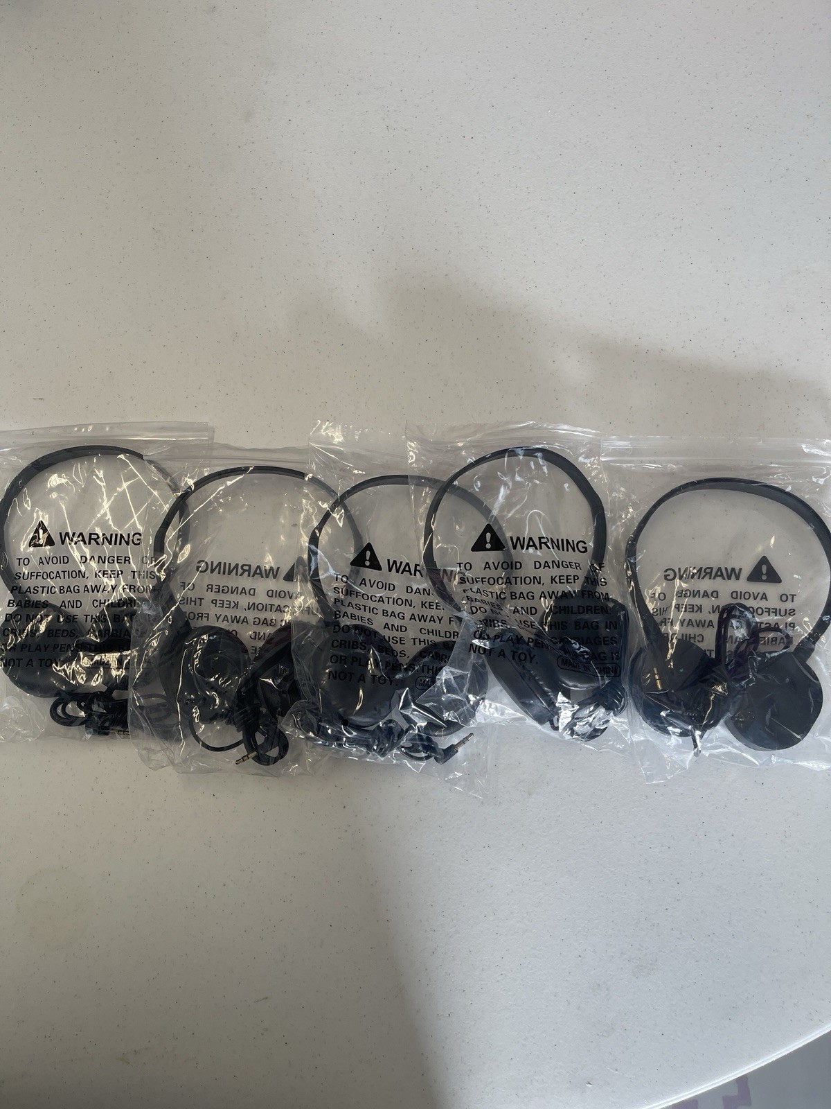 5 Pack Bulk Wired On-Ear Headphones with 3.5mm Plug for Classroom Library Travel