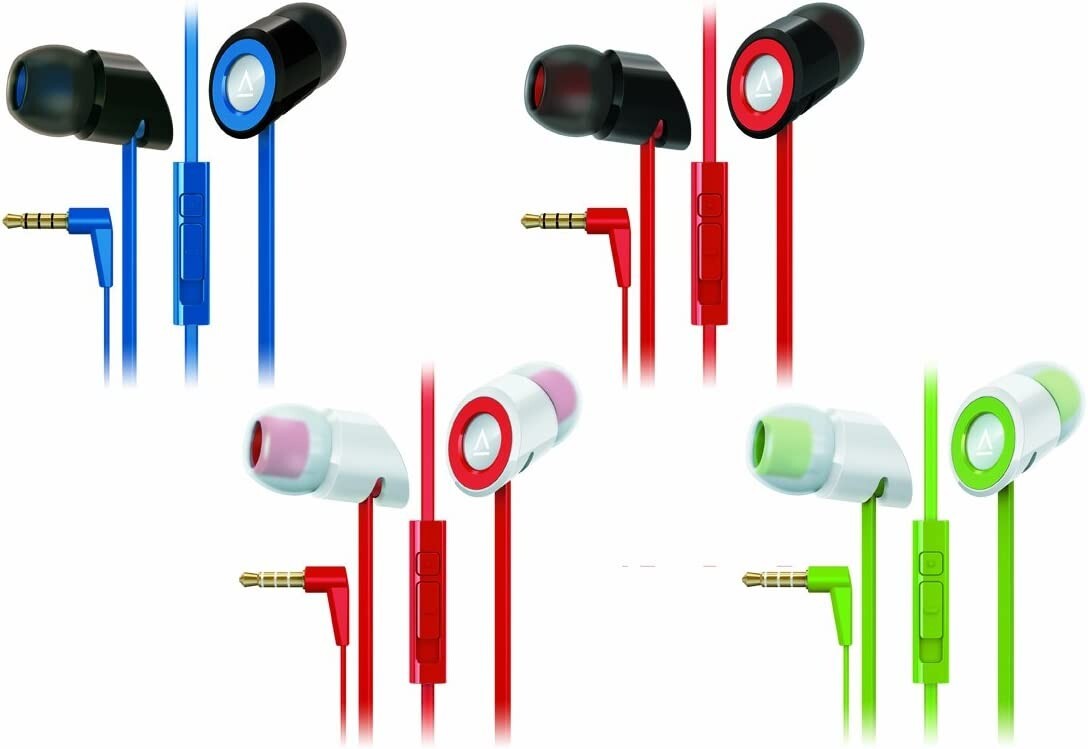 Creative HITZ MA350 3.5 MM in Ear Noise Isolating Headphones 9 MM Driver – Red
