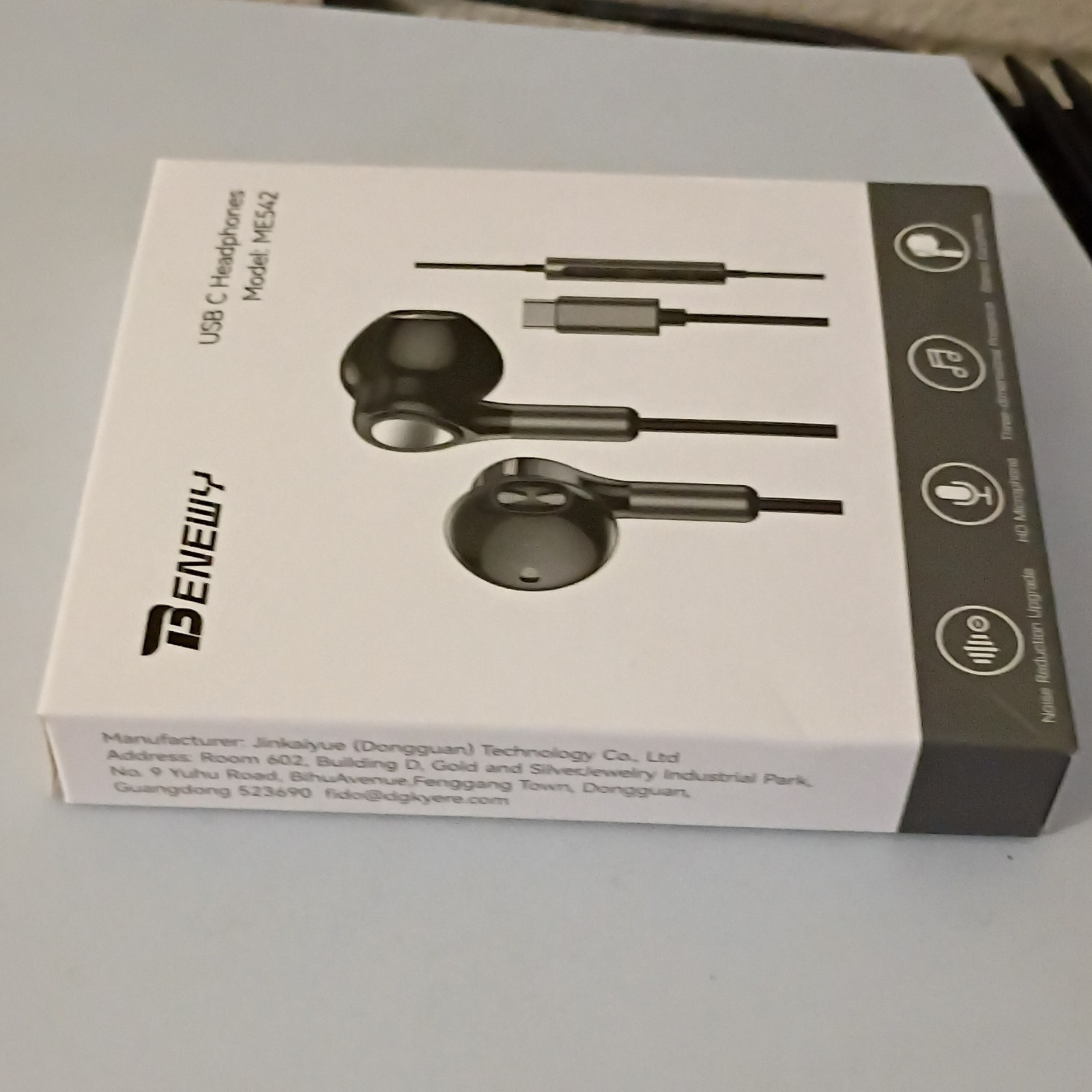 BENEWY ME542 USB-C Wired In-Ear Earbuds Stereo Mic Noise Reduction Black