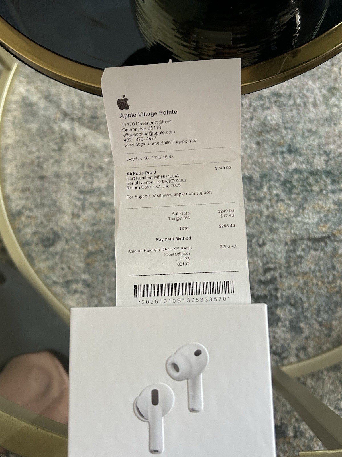 Apple AirPods Pro 3 In-Ear Earbuds White Bluetooth ANC Built-In Mic Wireless