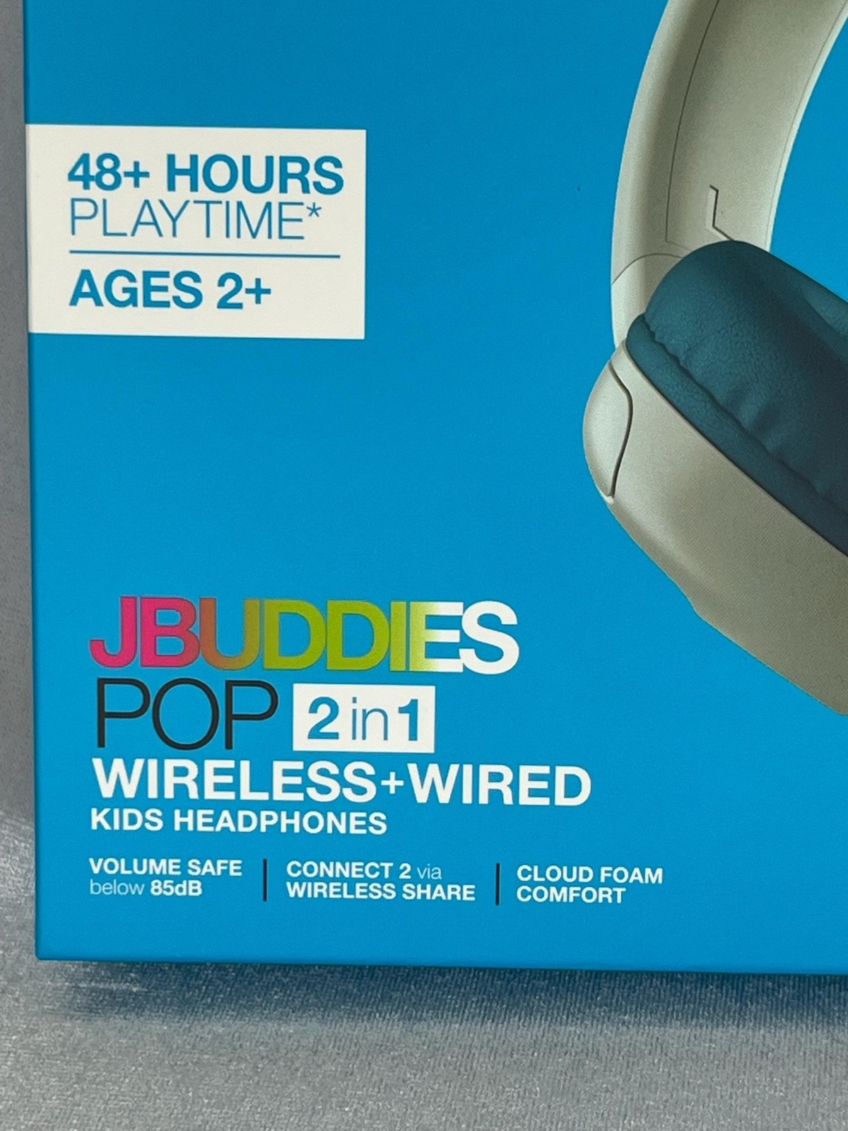 JLab JBuddies Pop 2 In 1 Kids On Ear Headphones Blue Wireless Wired Bluetooth