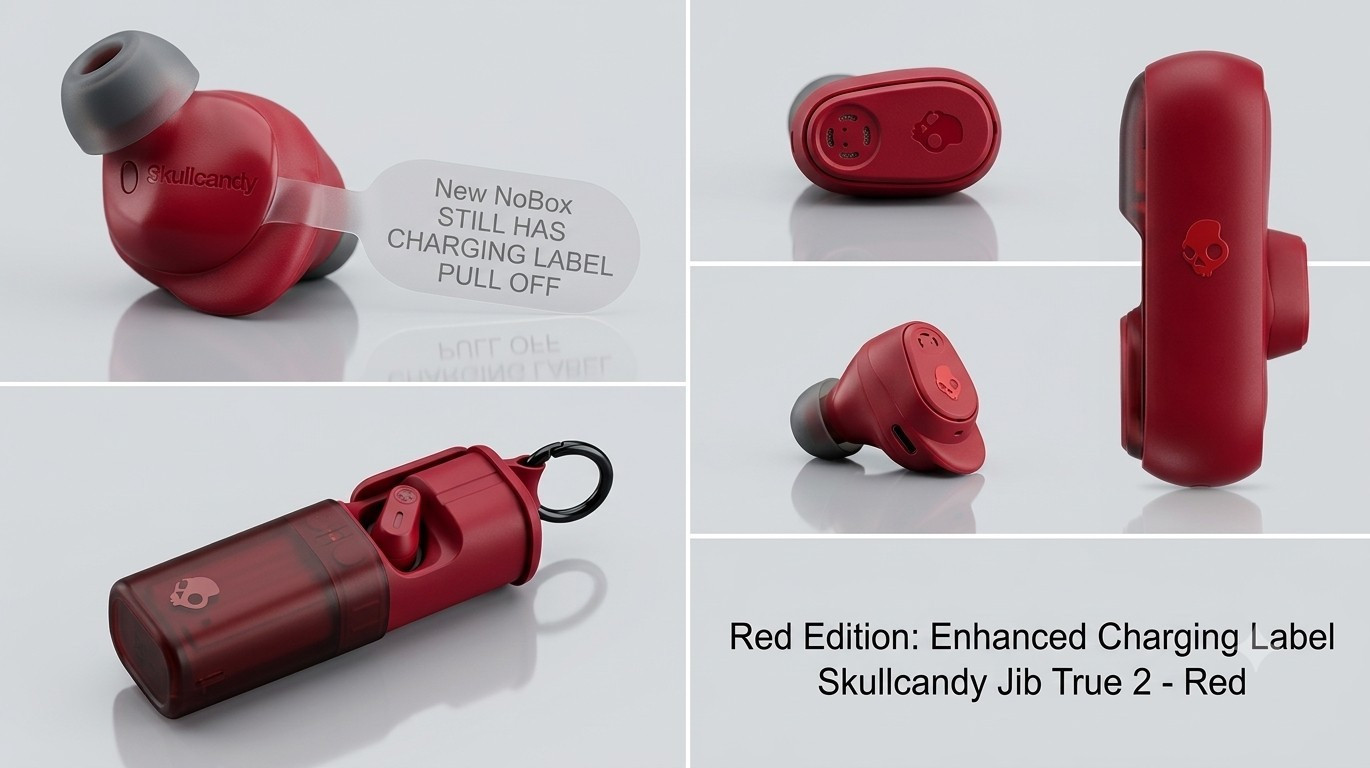 Skullcandy Jib True 2 Red True Wireless Bluetooth In-Ear Earbuds Mic Nobox