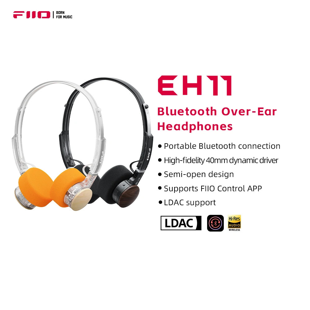 FIIO EH11 On-Ear Bluetooth Headphones, Powerful Bass & LDAC Hi-Res Audio, Lightw
