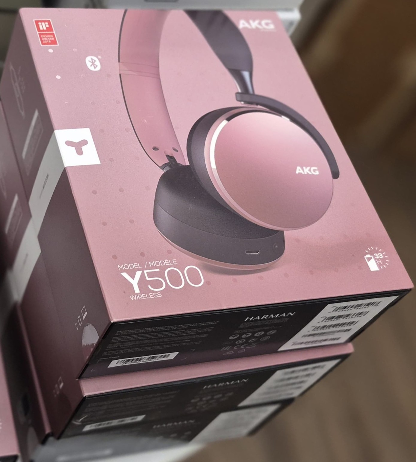 【BRAND NEW】AKG Y500 Wireless Bluetooth On-Ear Headphones – Black/ Pink – Sealed