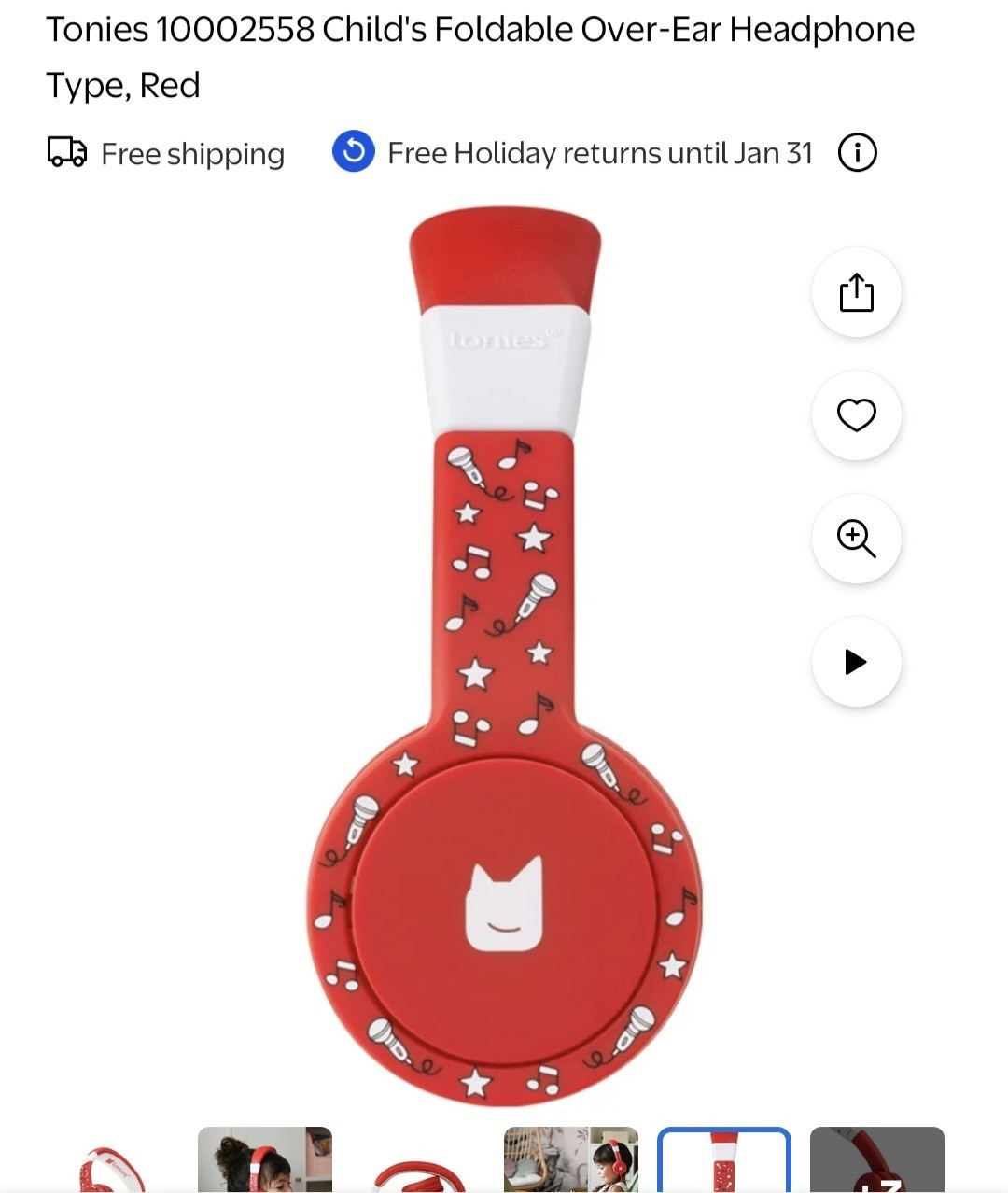 NEW Tonies Red Foldable Headphones Toniebox