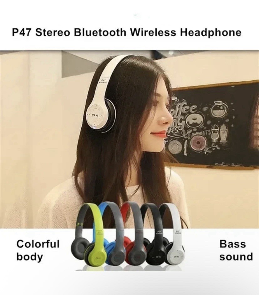 P47 Wireless Bluetooth Headphones with Noise Cancelling Over-Ear Earphones