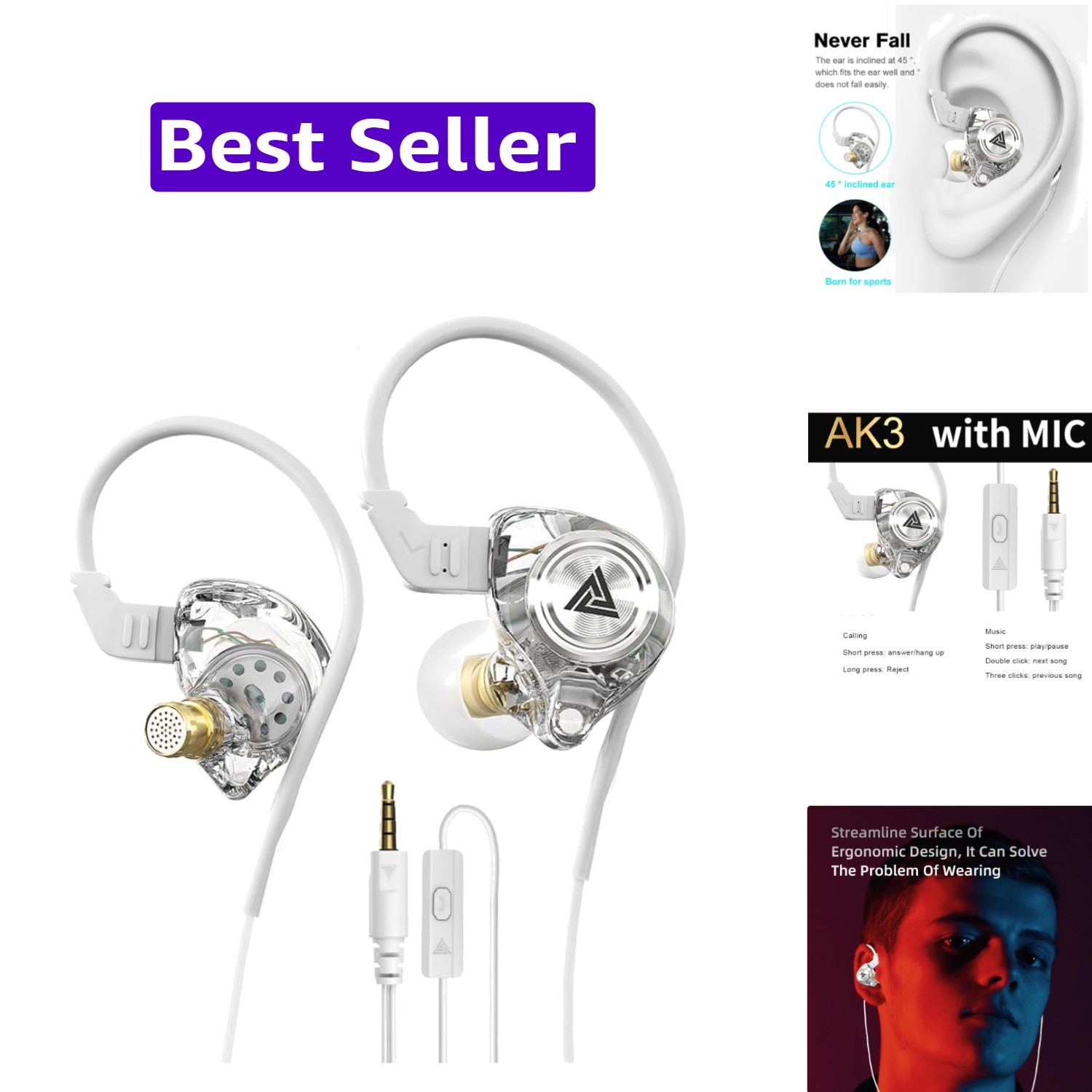 Wired Gaming Earbuds, Ak3file in Ear Monitors, Deep Bass Sound Wired Earbuds,…
