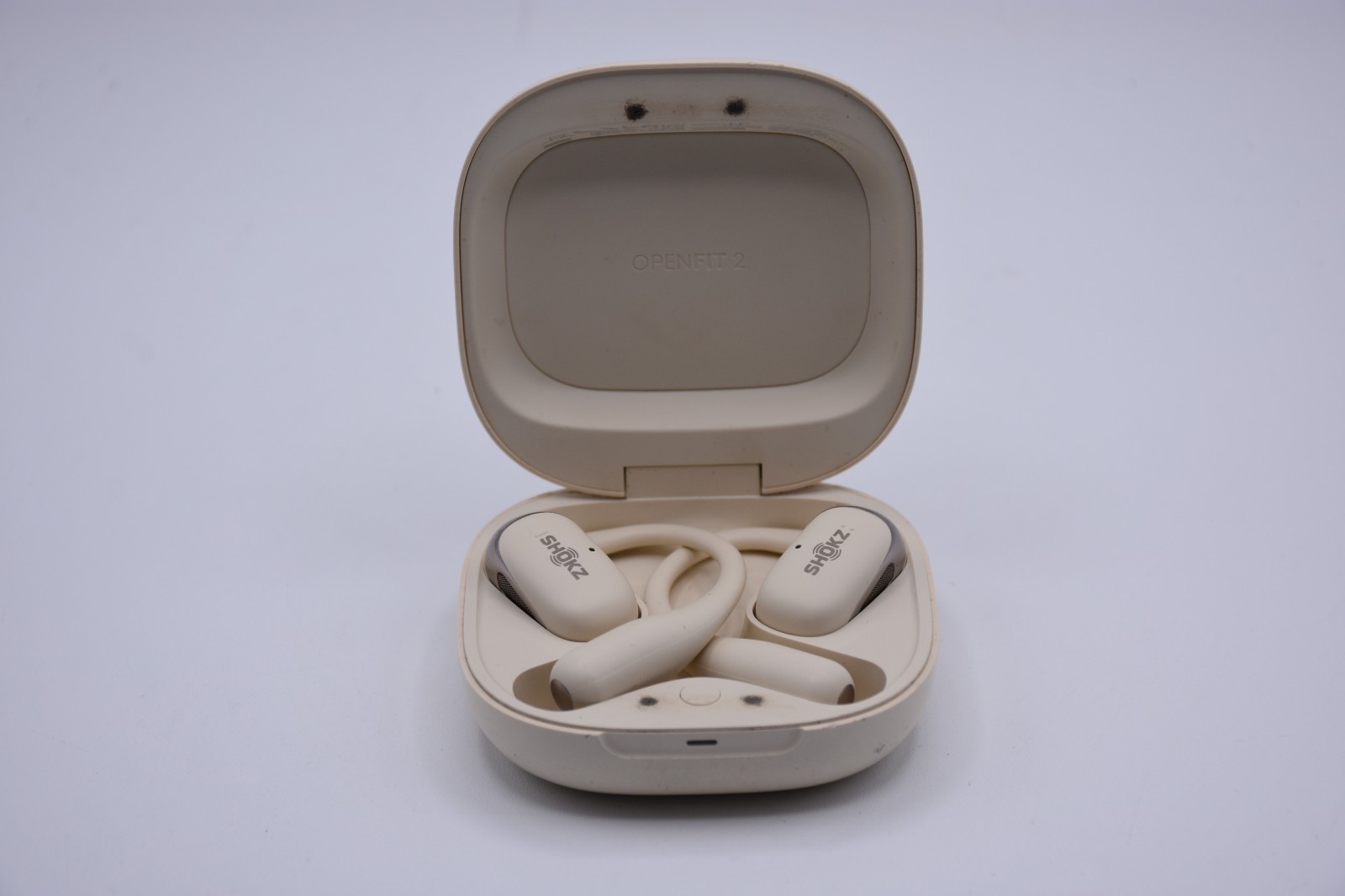 Shokz OpenFit 2 True Wireless Open-Ear Earbuds Beige with Charging Case