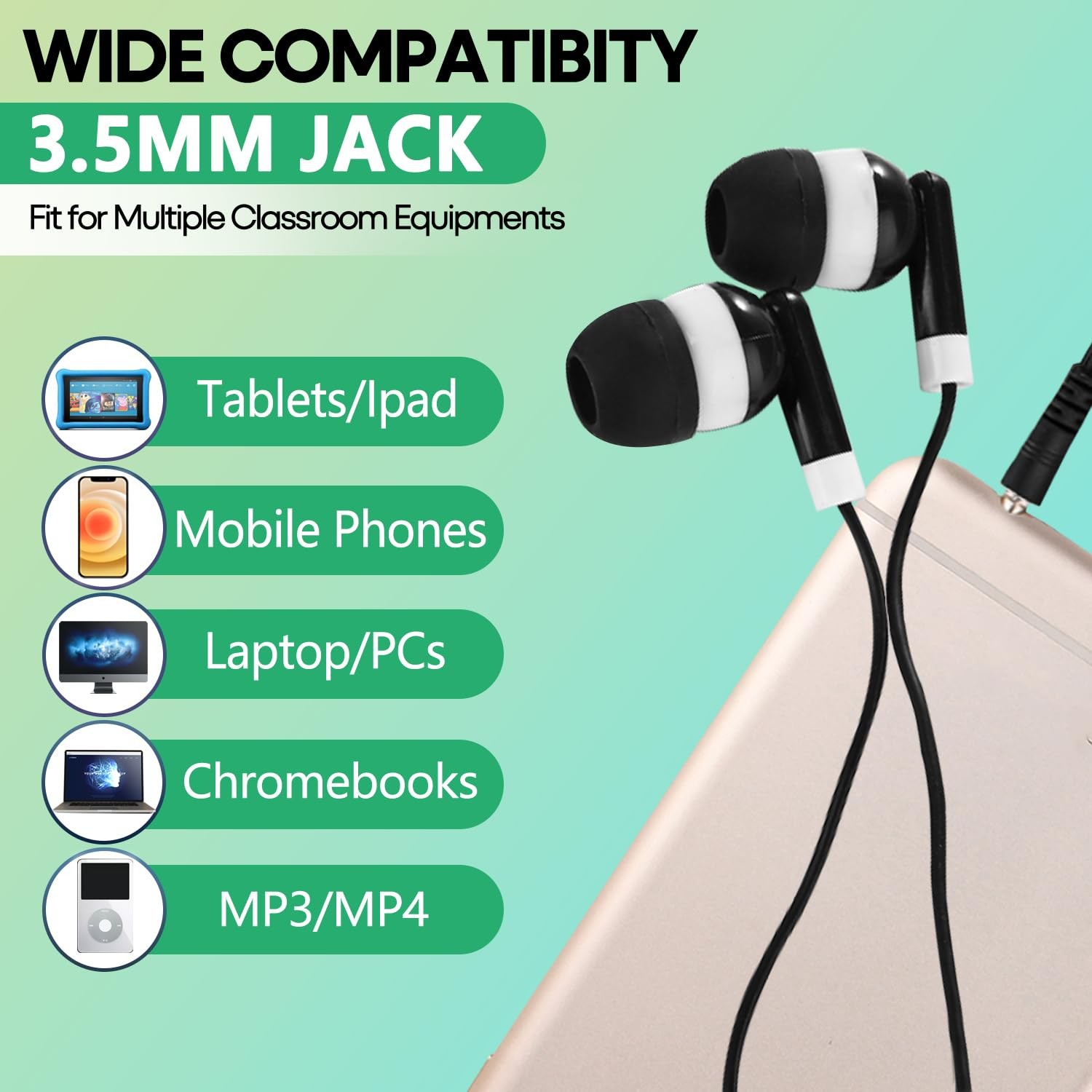 Wensdo 30 Packs Kids Earbud Headphones Bulk, Wired Earphones with 3.5 mm Jack…