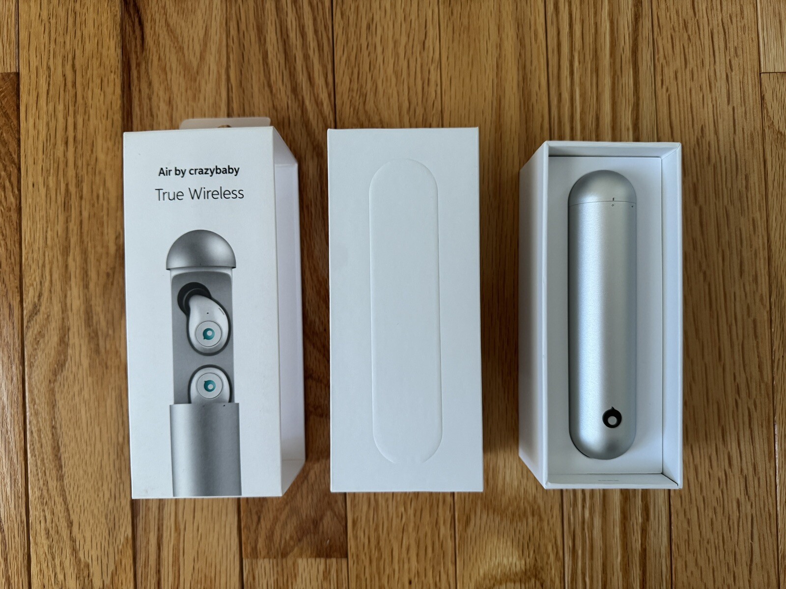 Wireless White Earbuds with Blue Illuminating LED for Workout School Travel