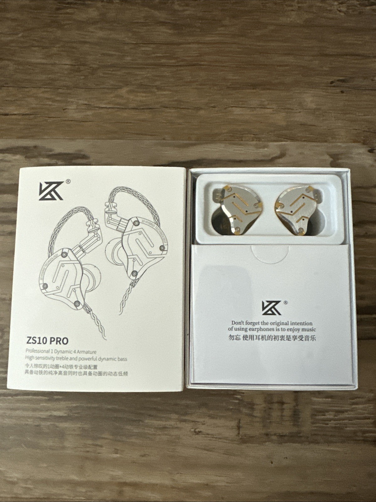 KZ ZS10 Pro, Linsoul 4BA+1DD 5 Driver in-Ear HiFi Earphones NO Mic, Glare Gold