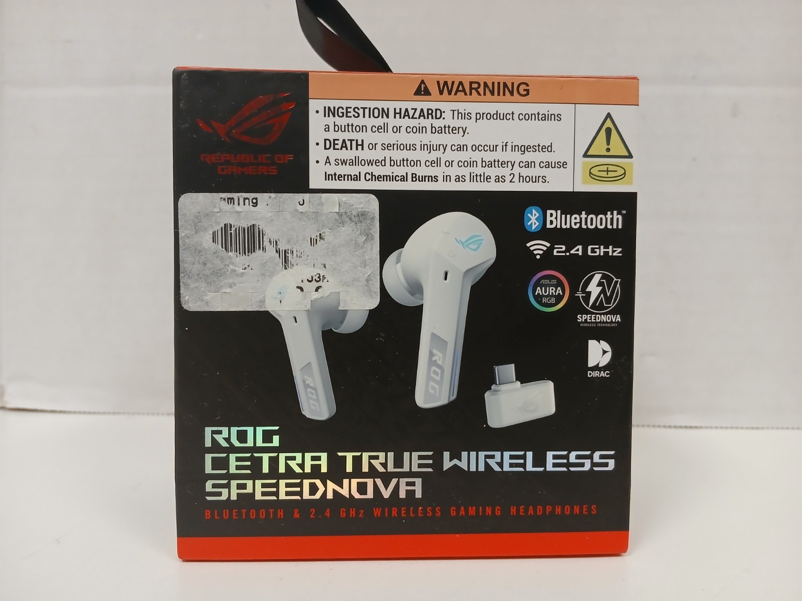 ASUS ROG Cetra True Wireless SpeedNova Earbuds, White