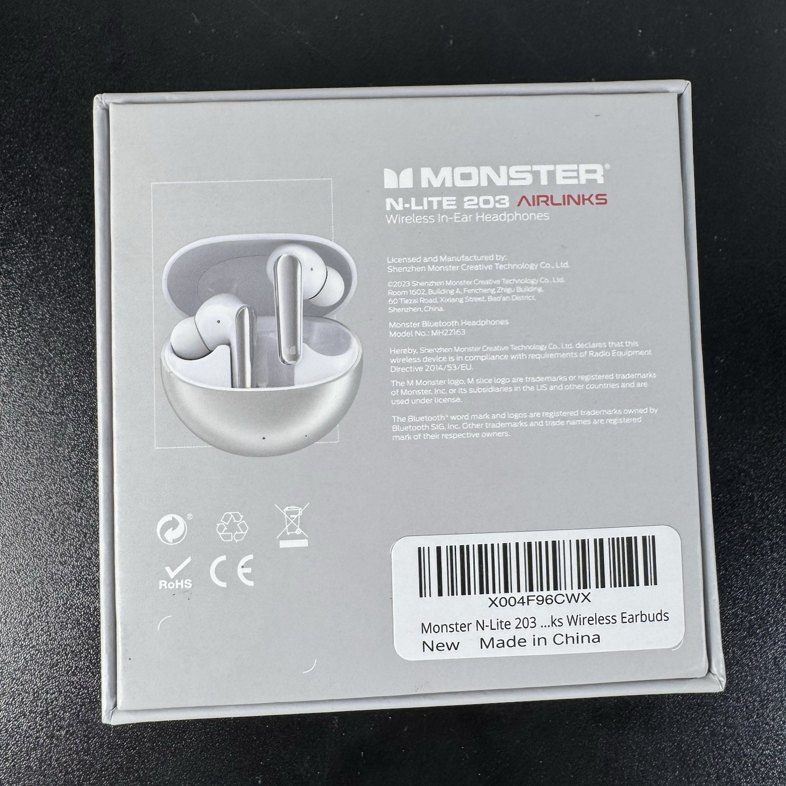 Monster N-Lite 203 AirLinks Wireless Earbuds Bluetooth Headphones White Silver
