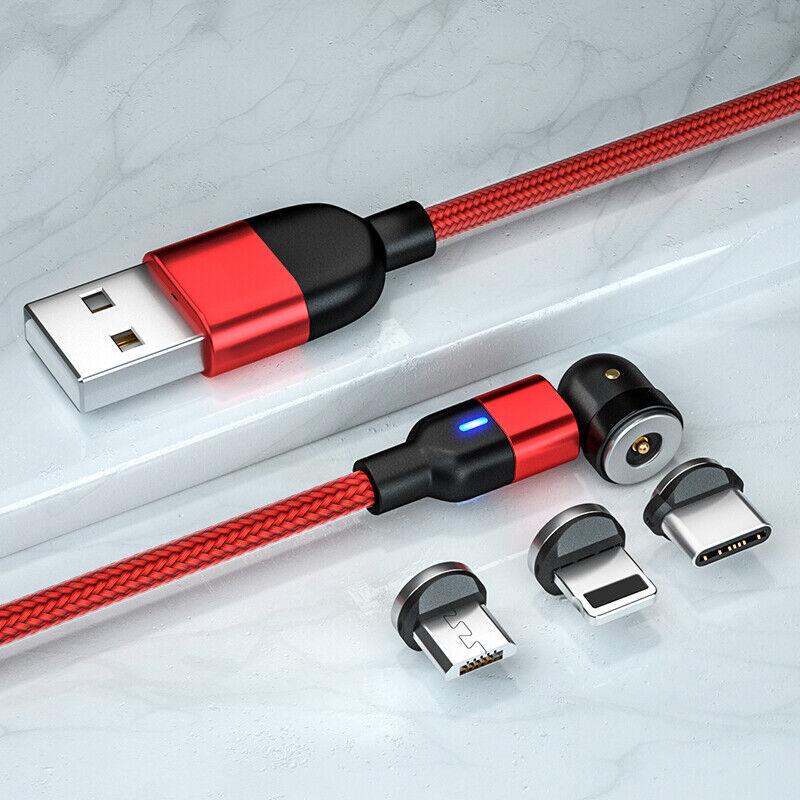 180°+360° Rotate Magnetic Charger Cable Phone Fast Charging Type C Micro USB IOS