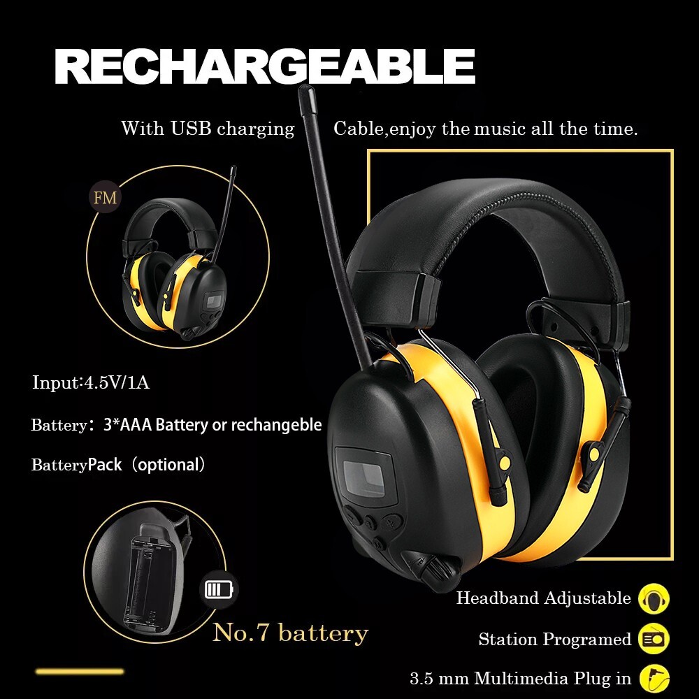 Bluetooth Hearing Protection Headphones With FM Digital Radio 30dB Noise level