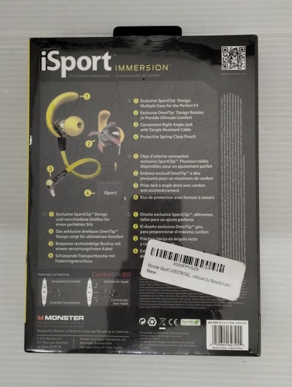Monster Earphones ISPORT IMMERSION Used