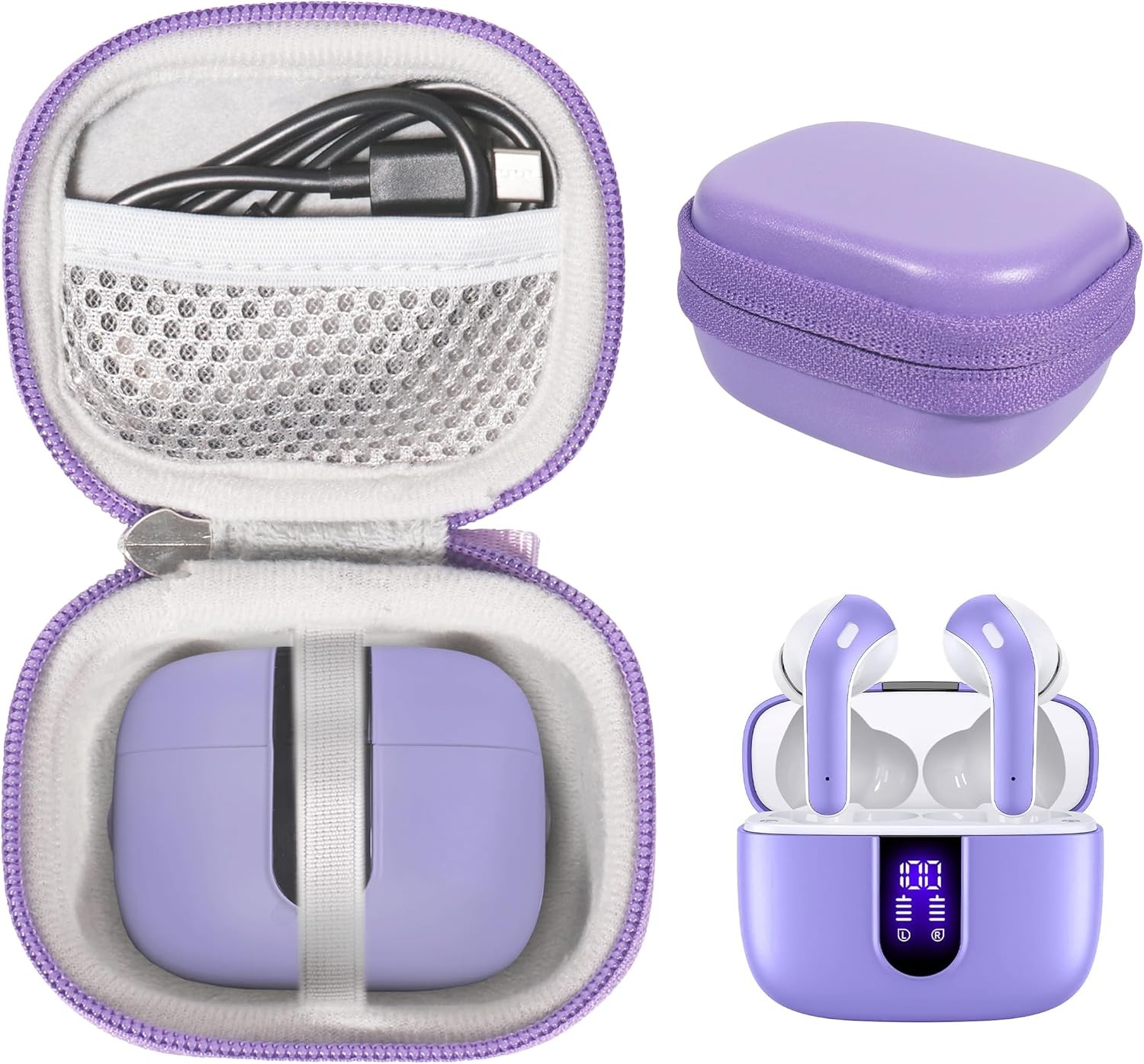 CaseSack Case for TAGRY X08 Bluetooth Headphones True Wireless Earbuds Purple