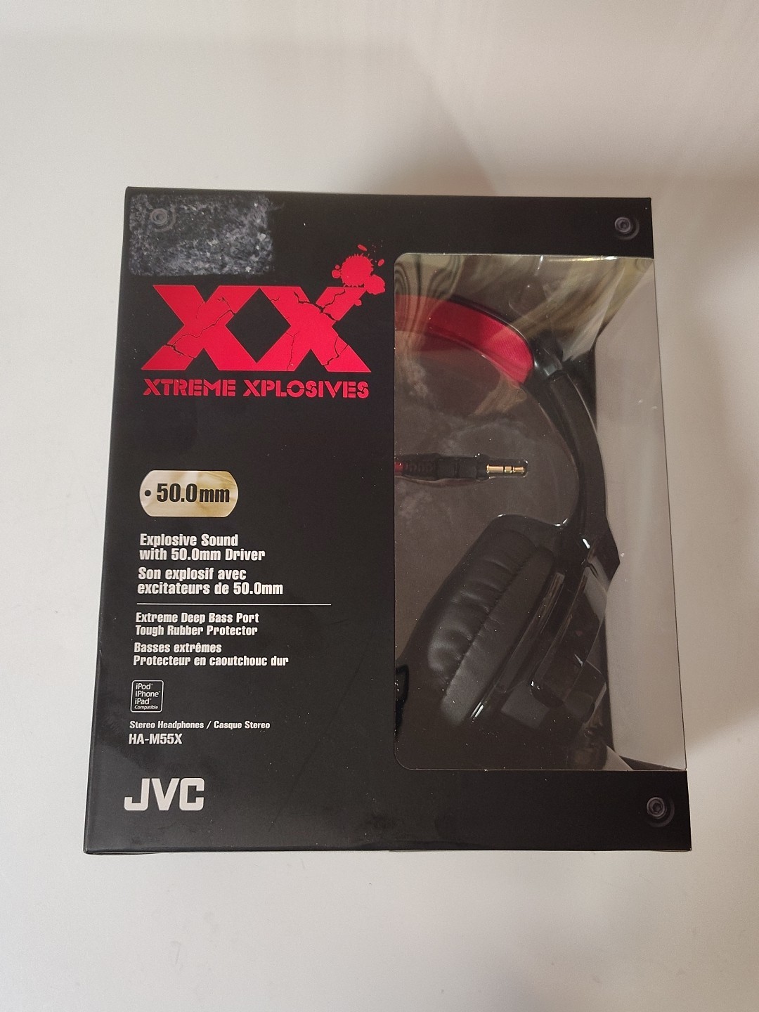 SEALED JVC Xtreme Xplosives Headphones XX Microphone Black Red HA-M55X