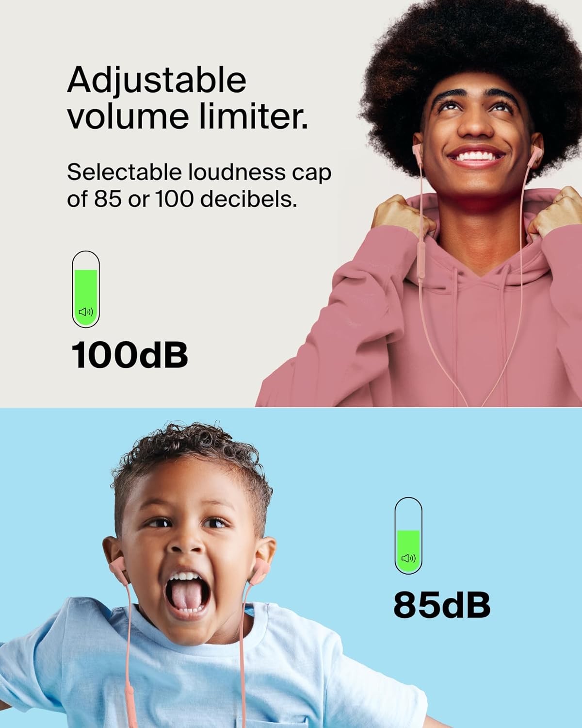 Belkin SoundForm Wired Earphones USB-C Volume Limited 85/100dB All Purpose Pink