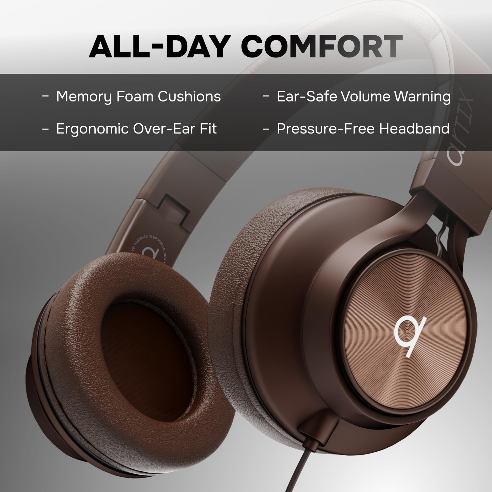 Wired Over-Ear Headphones for Adults & Kids – Mic, Volume Control, 3.5mm Jack