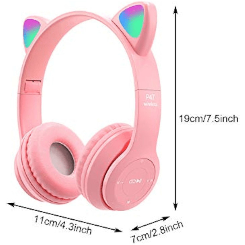 P47 Cat Bluetooth Headphones Bluetooth 5.0 Wireless Earphones With Micrphone