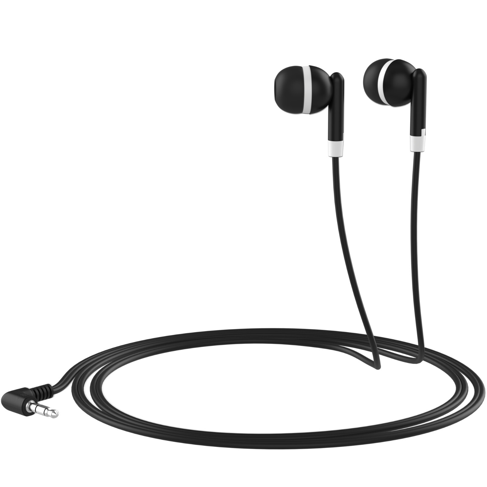 5 Pack of BLACK 3.5mm In Ear Earbuds Headphones – Individually Wrapped – Bulk