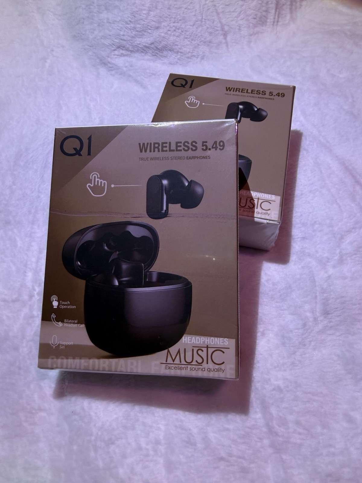 Q1 Wireless 5.49 Bluetooth In-Ear Earbuds Touch Operation Support Siri Black
