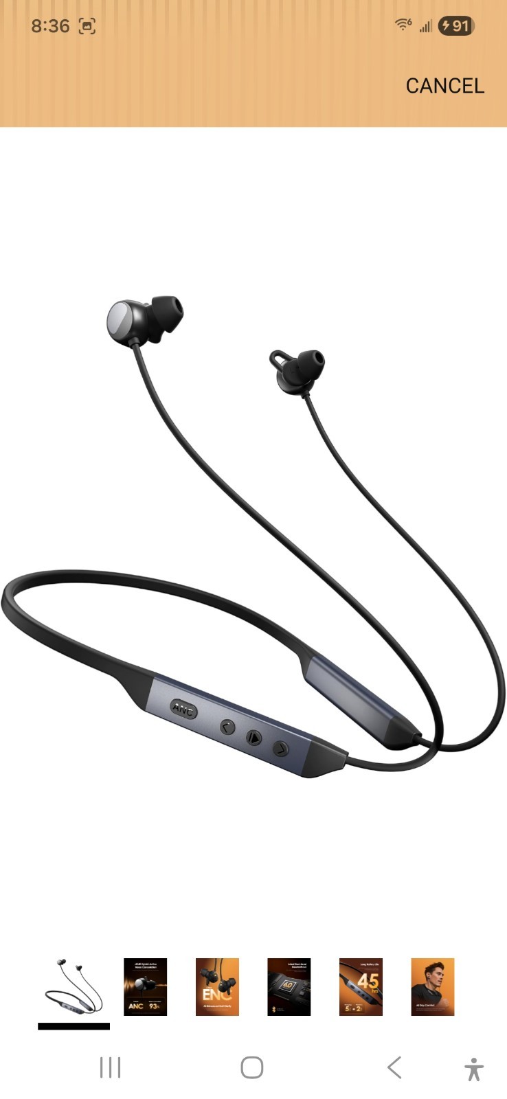 RYTHFLO RY-WH06 Hybrid Active Noise Cancelling Bluetooth 6.0 Headphone Neckband