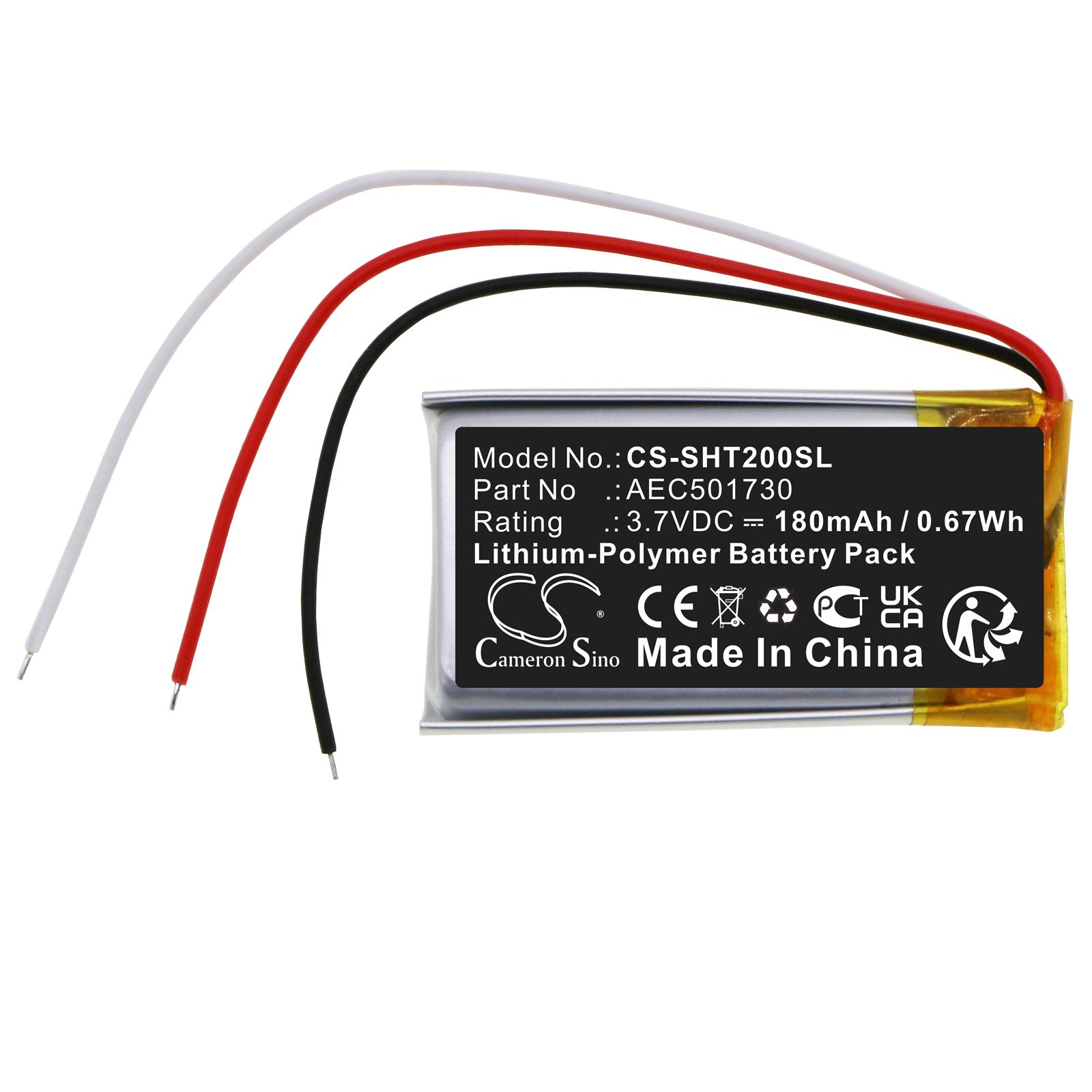 Li-Polymer BATTERIE 3.7V 180mAh Type AEC501730 For Shure RMCE-BT2