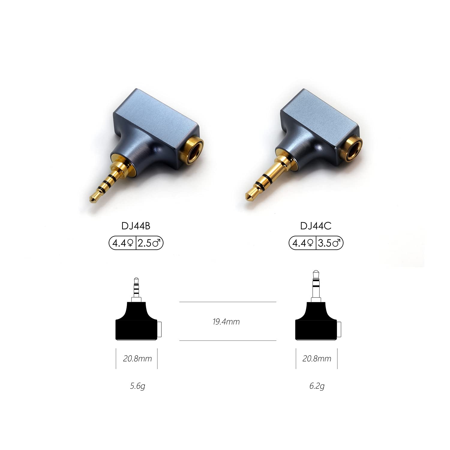ddHiFi DJ44C Aluminum 4.4mm Balanced Female to 3.5mm Male Headphone Adapter Audi