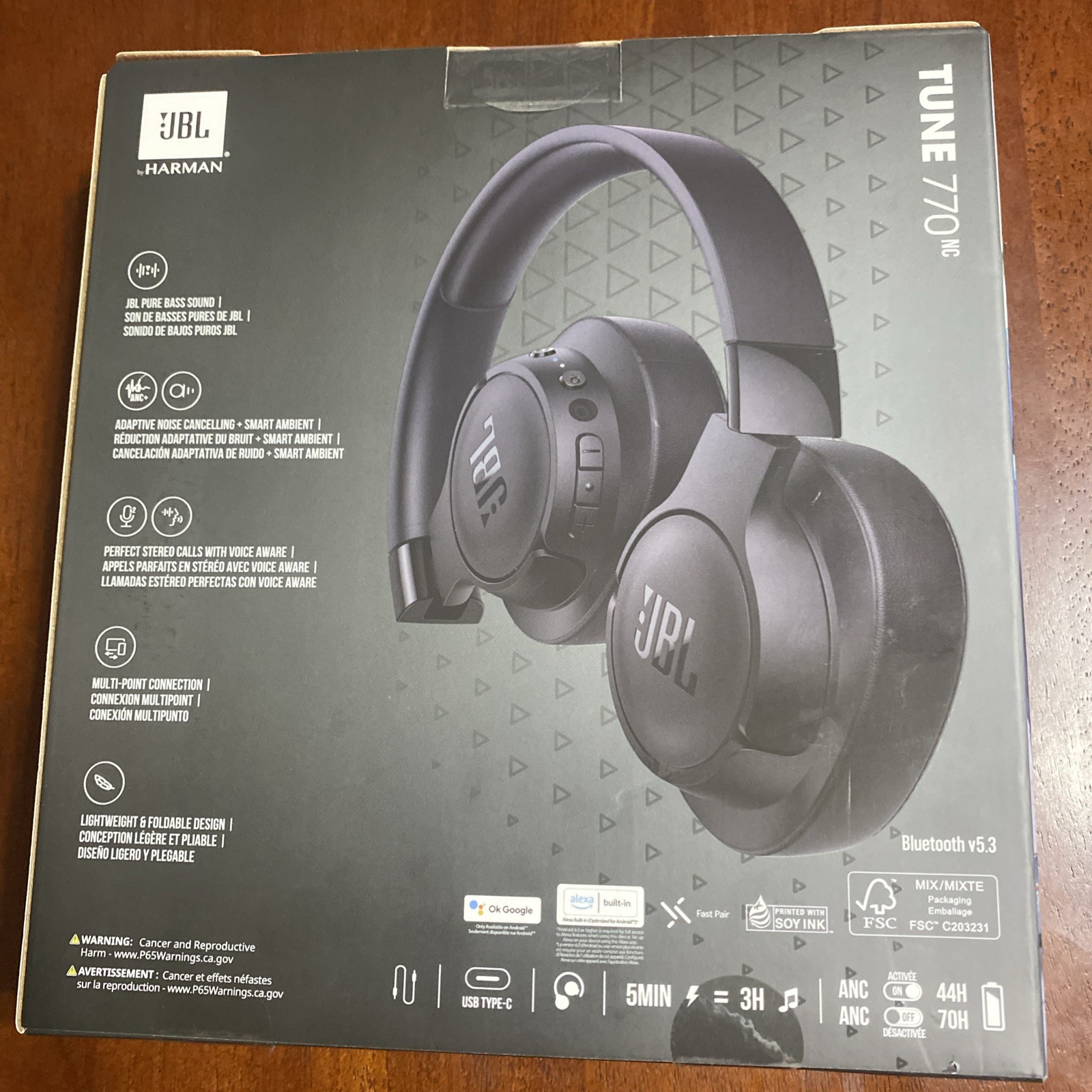 JBL Tune 770NC, Adaptive Noise Cancelling Wireless Over-Ear Headphones NEW