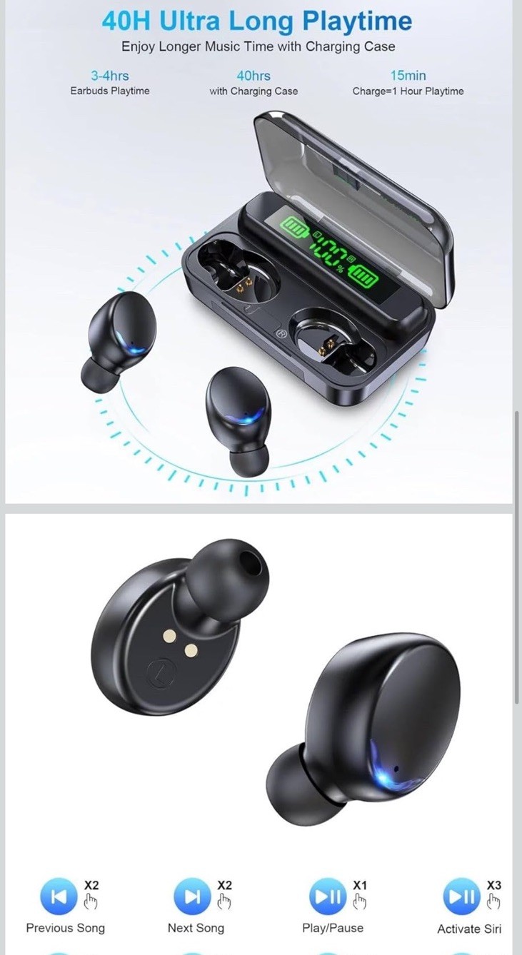 BMHOLU Wireless Earbuds with Large Charging Case and Phone Charging Function …