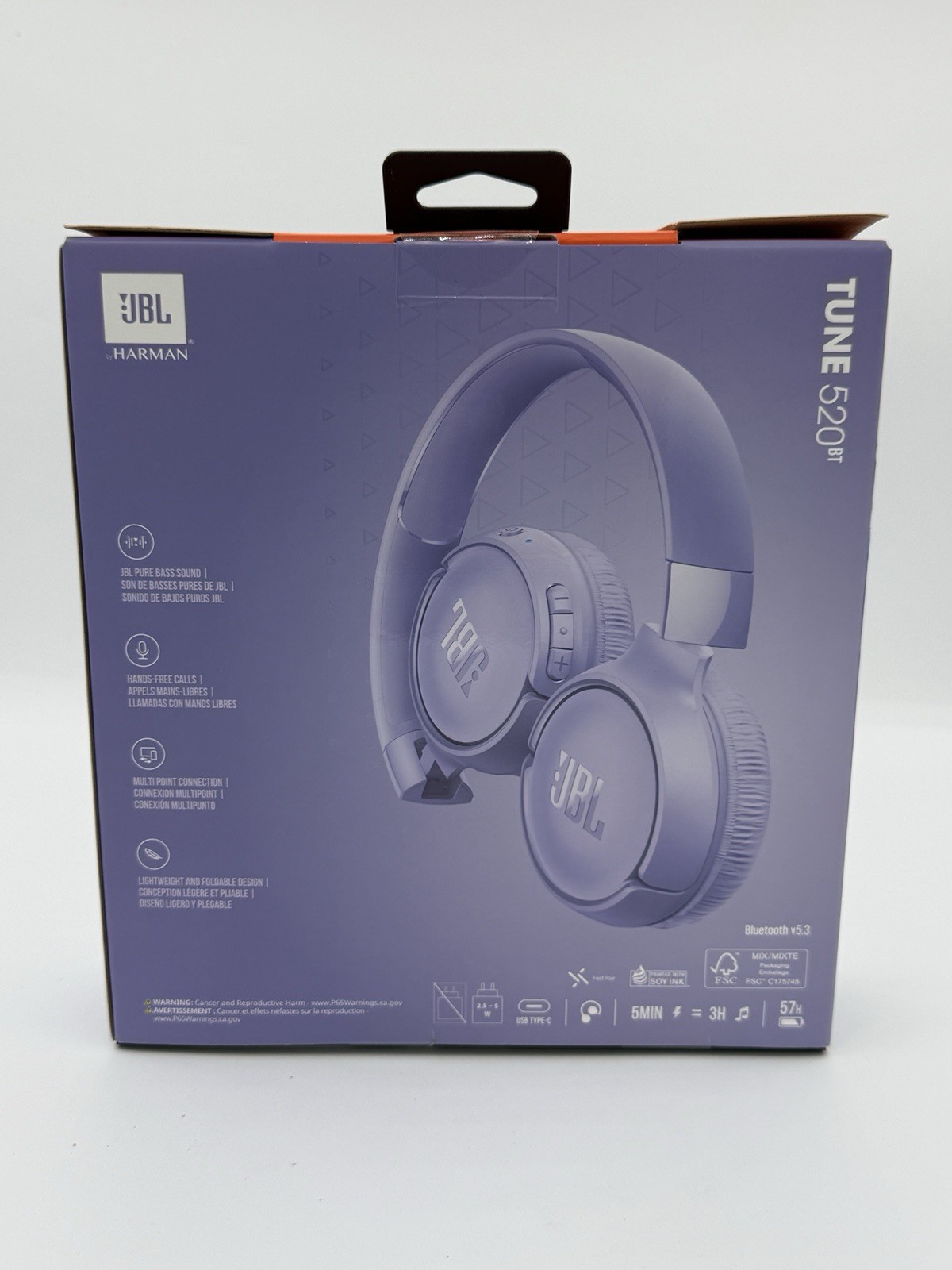 JBL Tune 520BT – Purple, Wireless On Ear Headphones