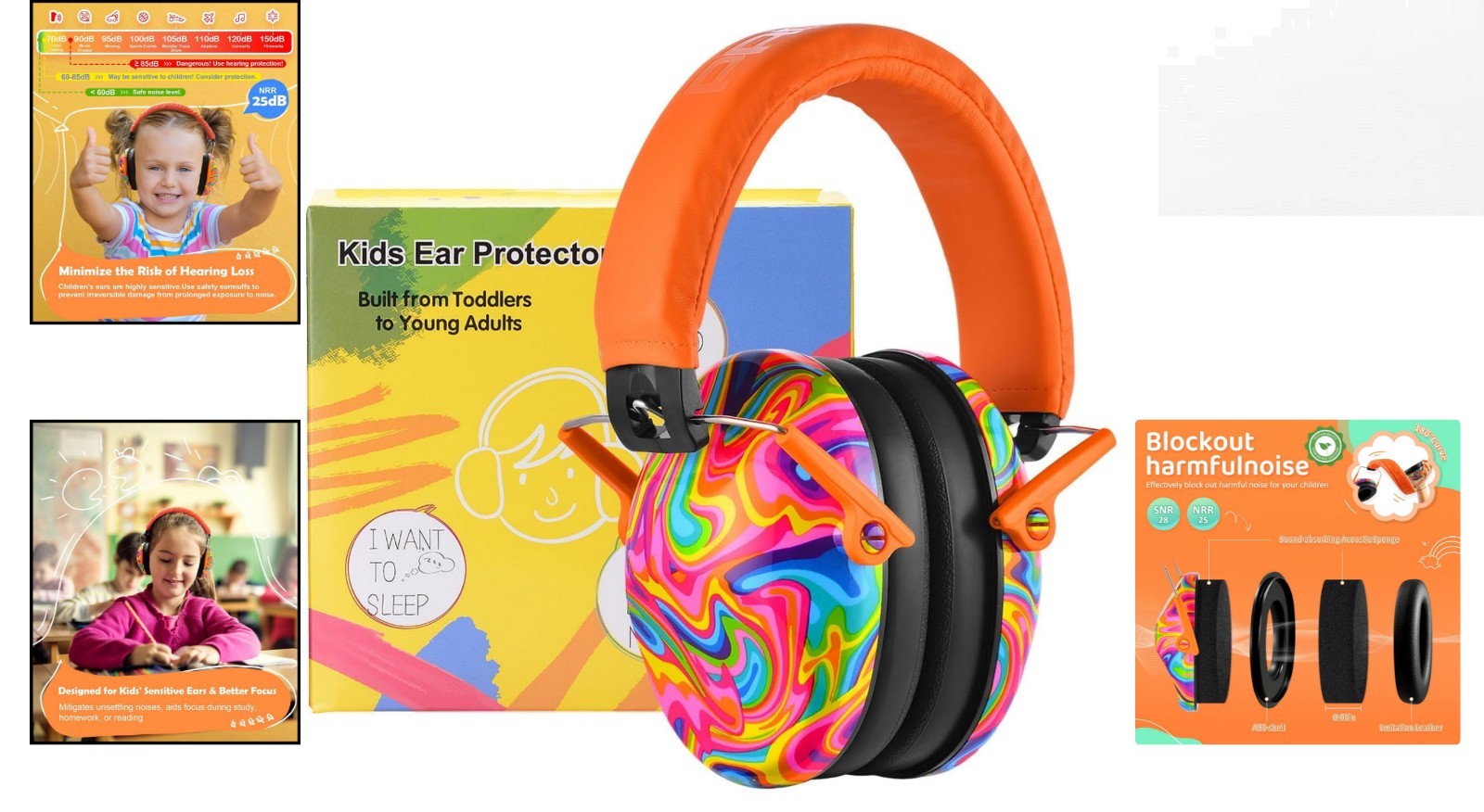 Noise Reducing Earmuffs for Kids (Ages 3-12) – 25NRR, Lightweight & Comfortable