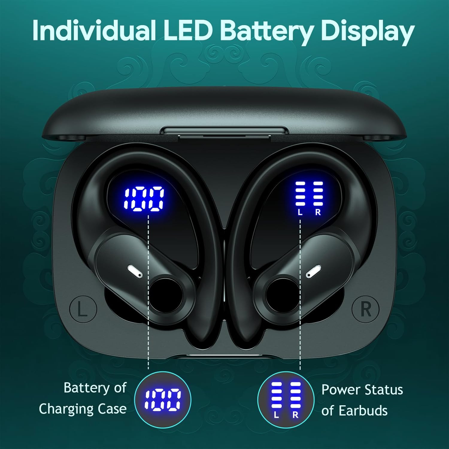 Active Noise Cancelling Ear Buds Wireless Earbuds 80H Playtime Bluetooth Headpho