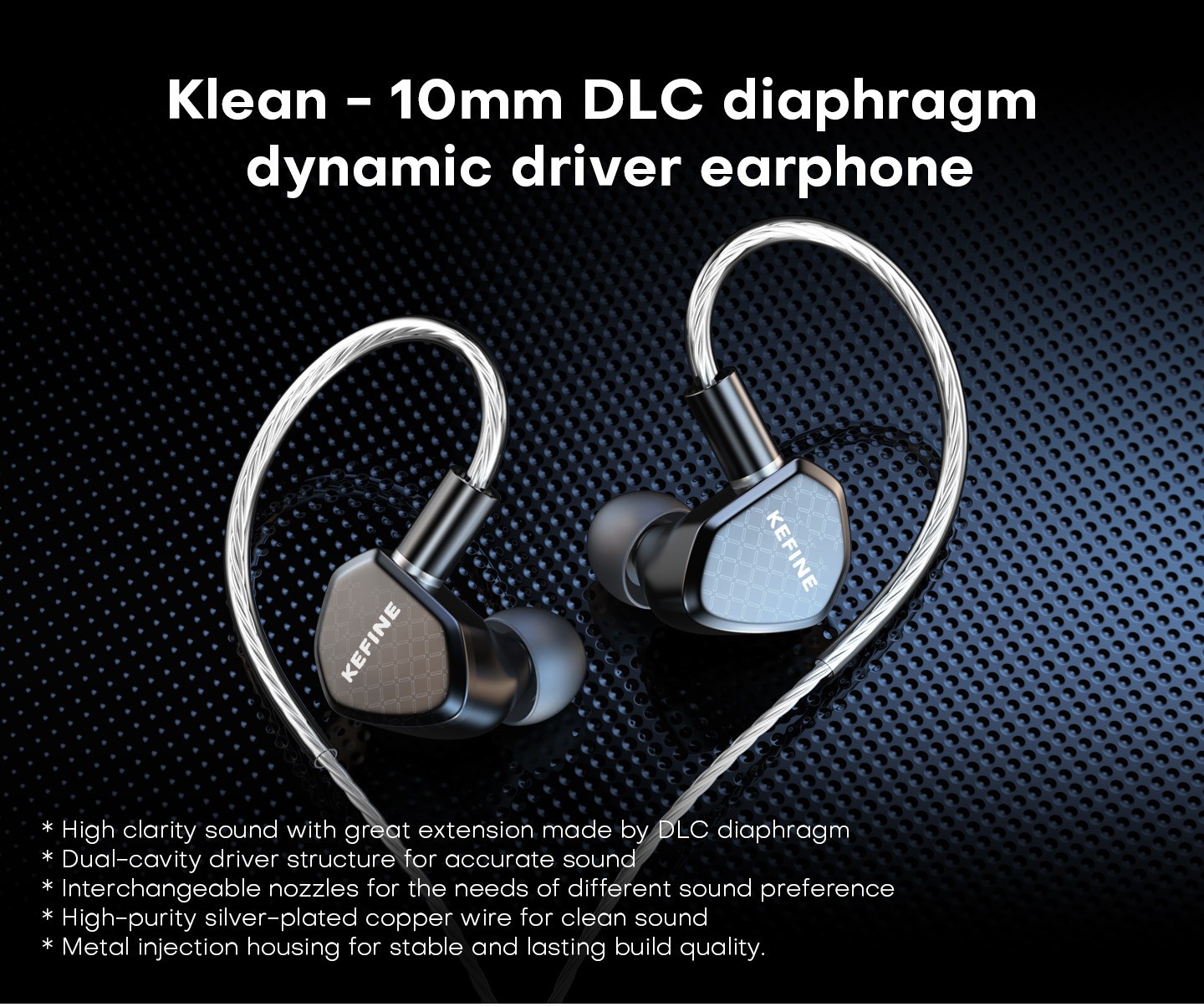 Kefine Klean 10mm DLC Diaphragm Dynamic Driver IEM Wired Earphones