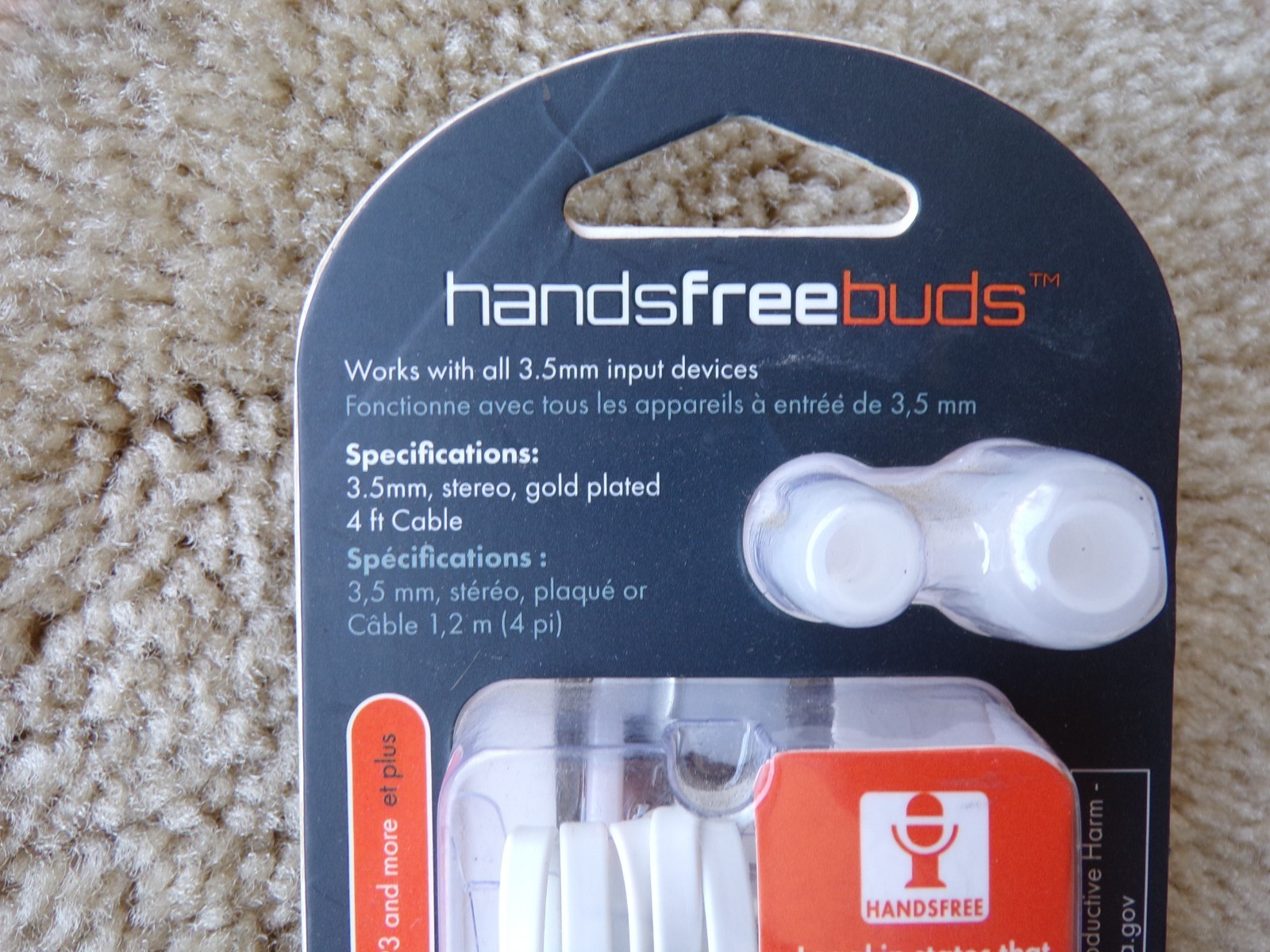 Powerup Stereo Earbuds 3.5 mm Handsfree 4 Ft Cable; @c17