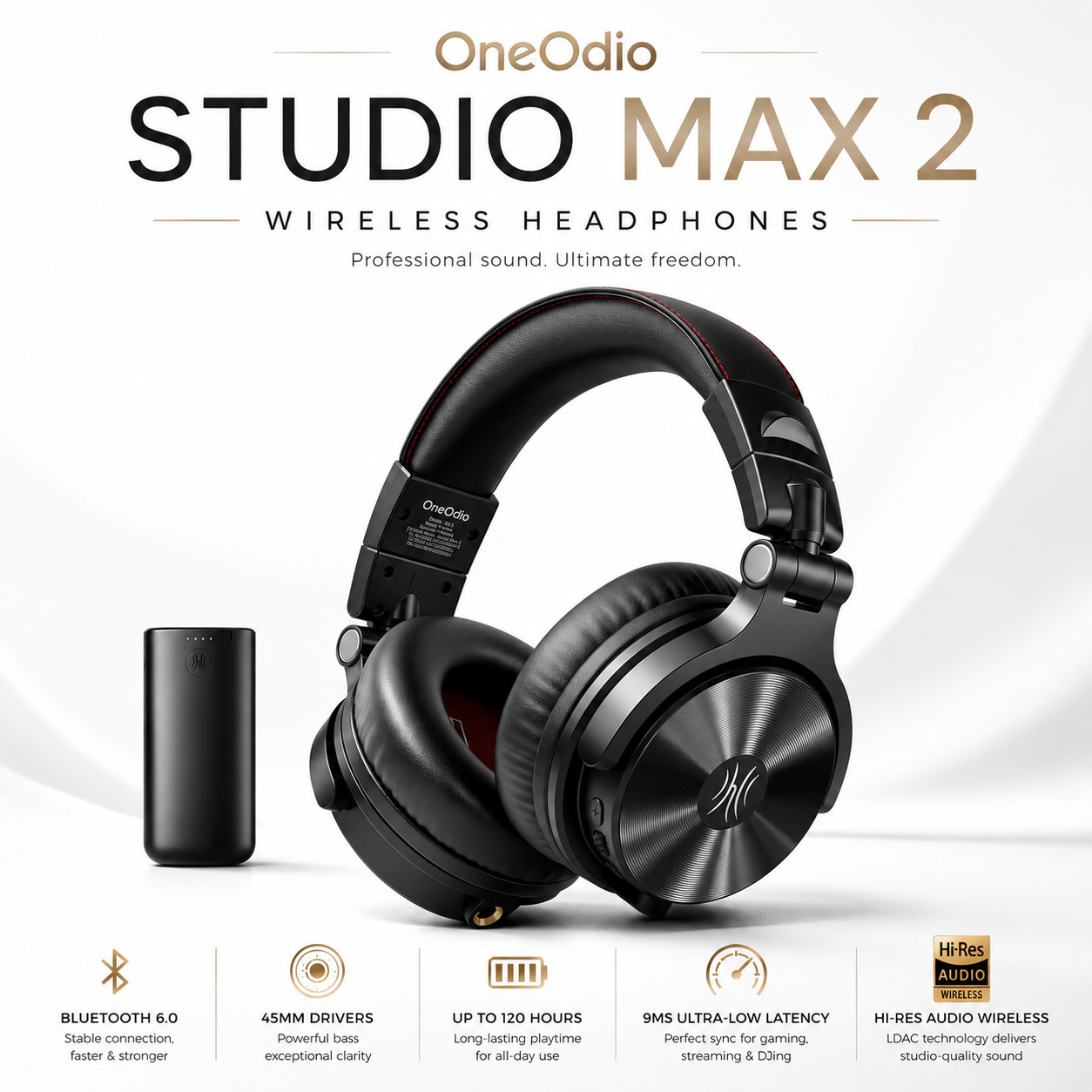 OneOdio Studio Max 2 Wireless DJ Headphones 9ms LDAC Hi-Res 120H Bluetooth