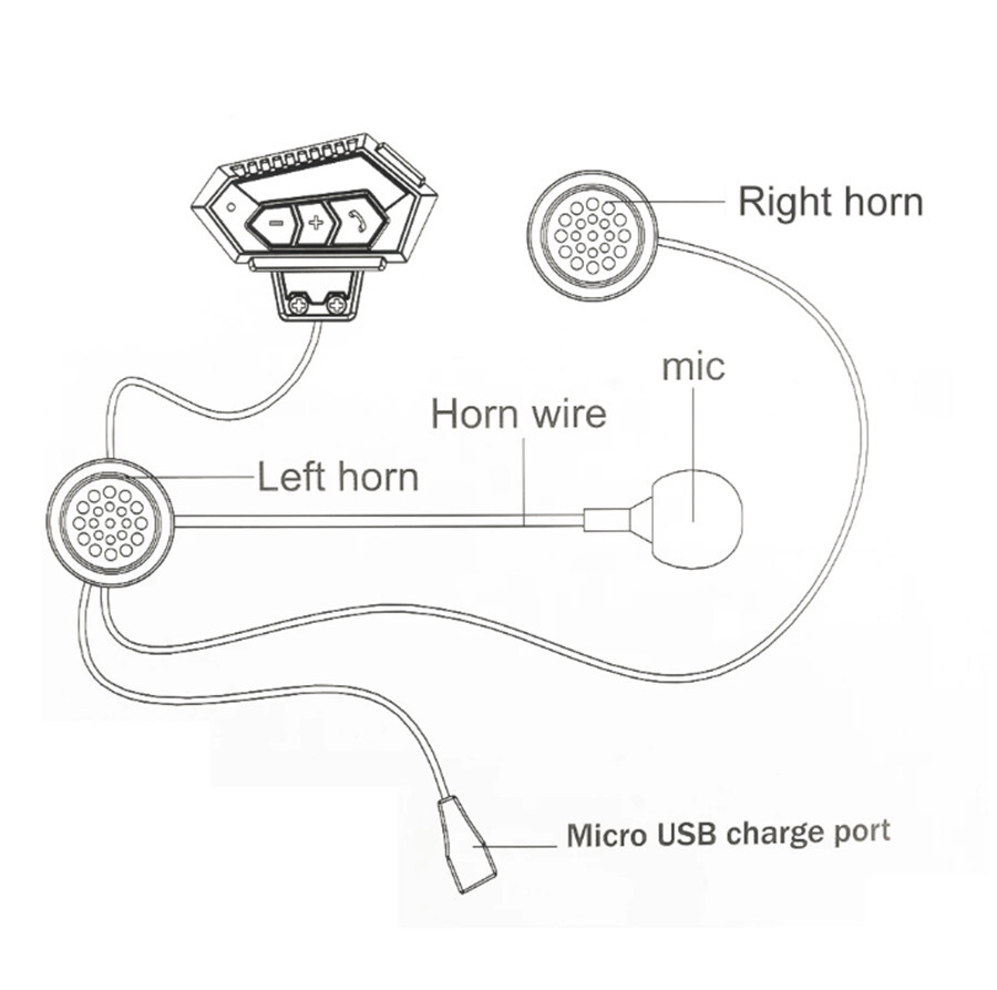 Wireless Bluetooth Motorcycle Helmet Headset Telephone Hands-Free Rechargeable