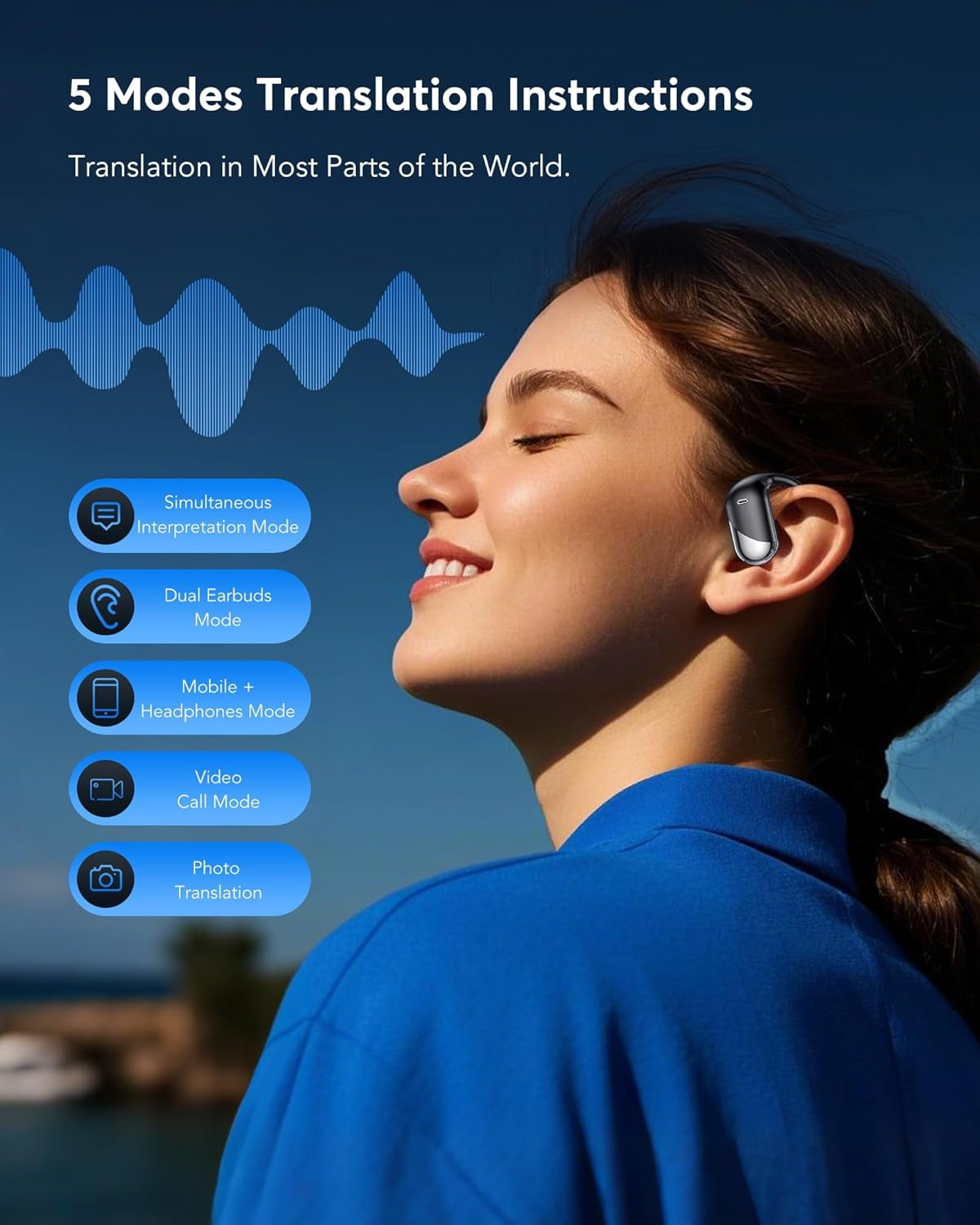 AI Translation Earbuds Real Time – H9 Instant Bluetooth 6.1 Translator: 198 Lang