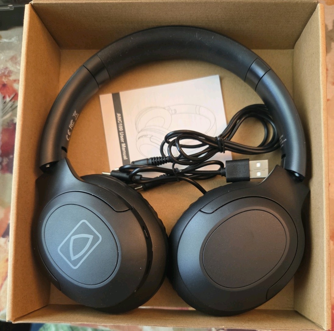Active Noise Canceling Bluetooth Wireless Over Ear Headphones -Black