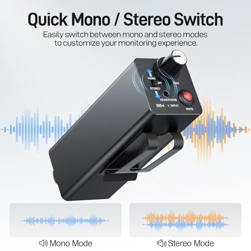 Portable Wired In-Ear Monitor Amplifier, Headphone Amp, XLR/TRS Inputs, Mute Con