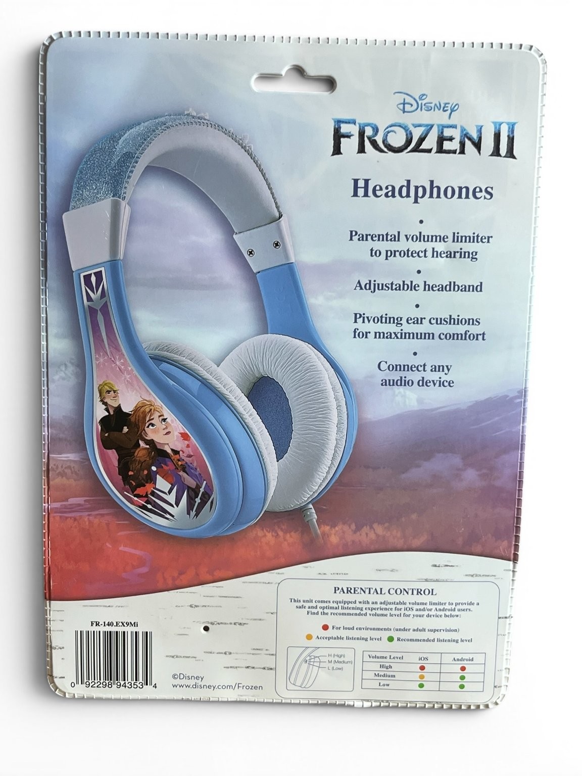 Disney Frozen II Headphones Over-Ear Blue White Parental Volume Limiter Wired