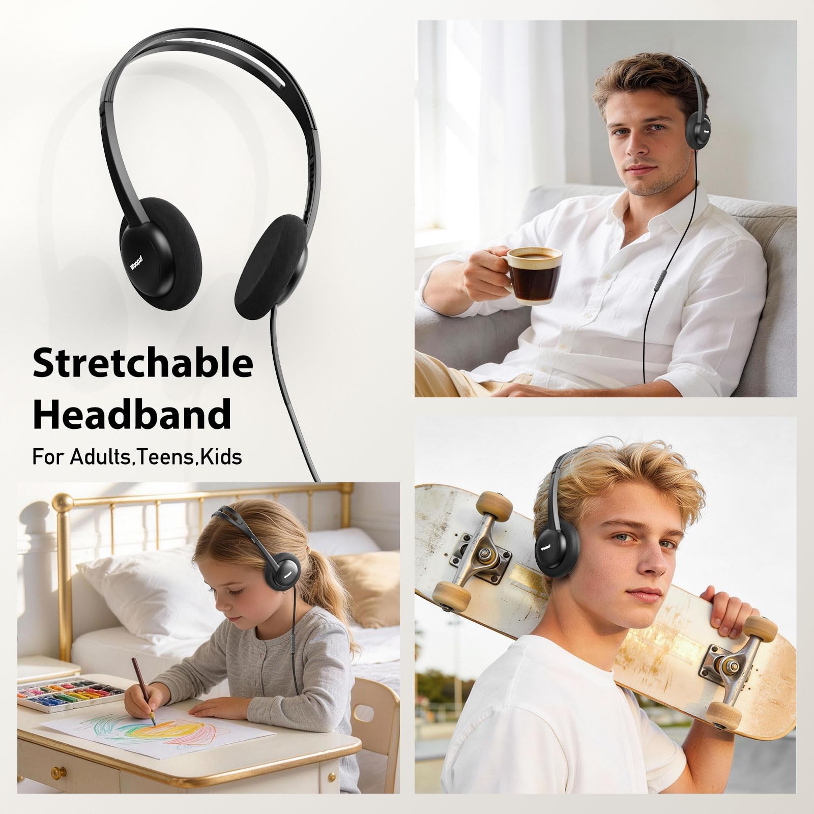 USB-C Wired on-Ear Headphones with Microphone & in-Line Control, Comfort Foam…