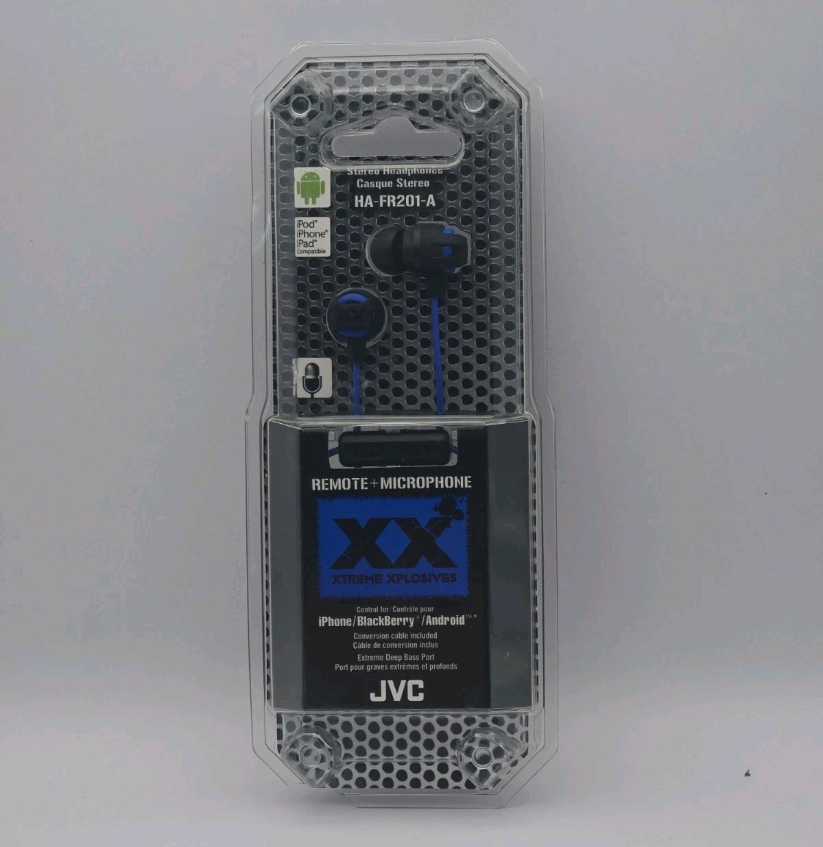 JVC HA-FR201-A XX Xtreme Xplosives InEar Stereo Earbuds w/Mic Remote, New Sealed