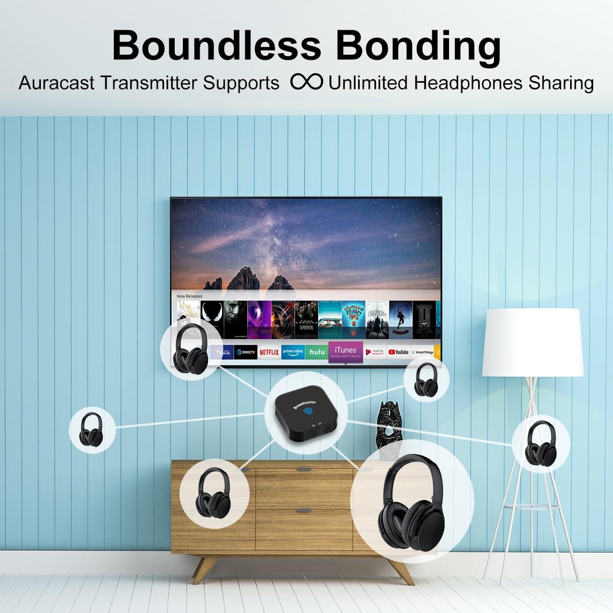 JM320, Auracast TV Headphones, Bluetooth 5.3, with BA210 v2 Transmitter for A…