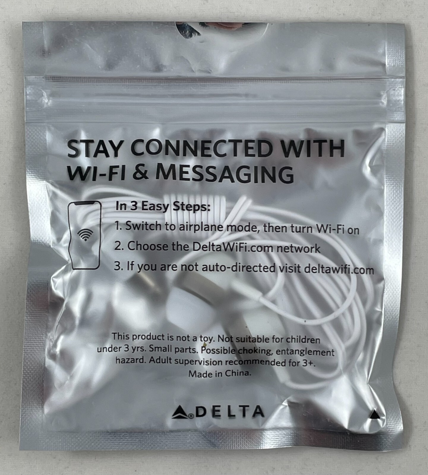 DELTA AIRLINES 2.5mm Jack TRS NEW UNOPENED Wired Earbuds Ear Buds Phone Airplane